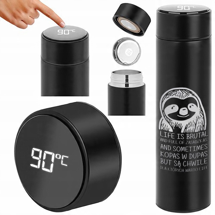 KUBEK TERMICZNY WSKAŹNIK TEMPERATURY LED GRAWER LIVE IS BRUTAL LENIWIEC