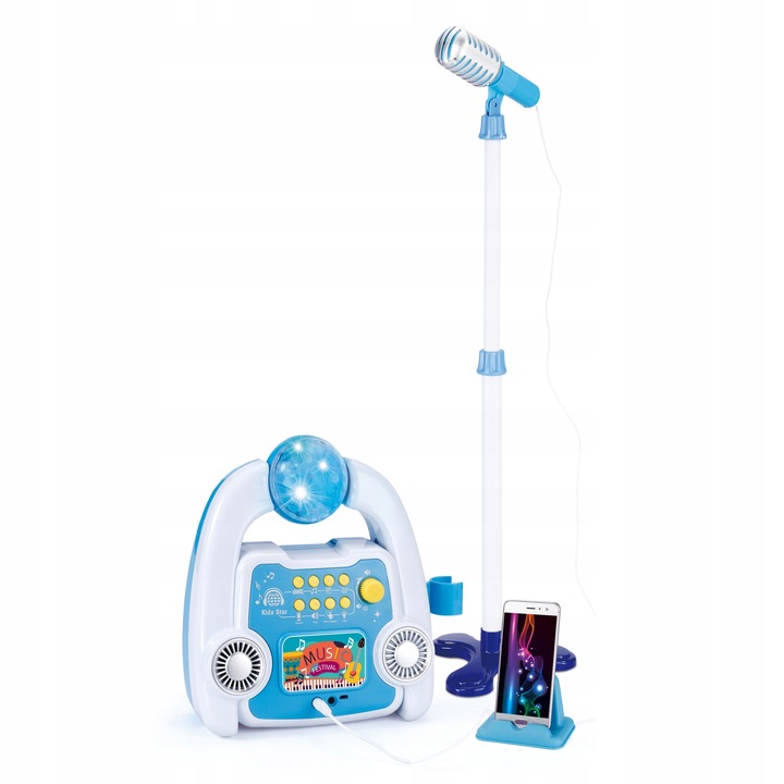 ZESTAW DO KARAOKE MIKROFON DLA DZIECI WZMACNIACZ STATYW EFEKTY NAGRYWANIE