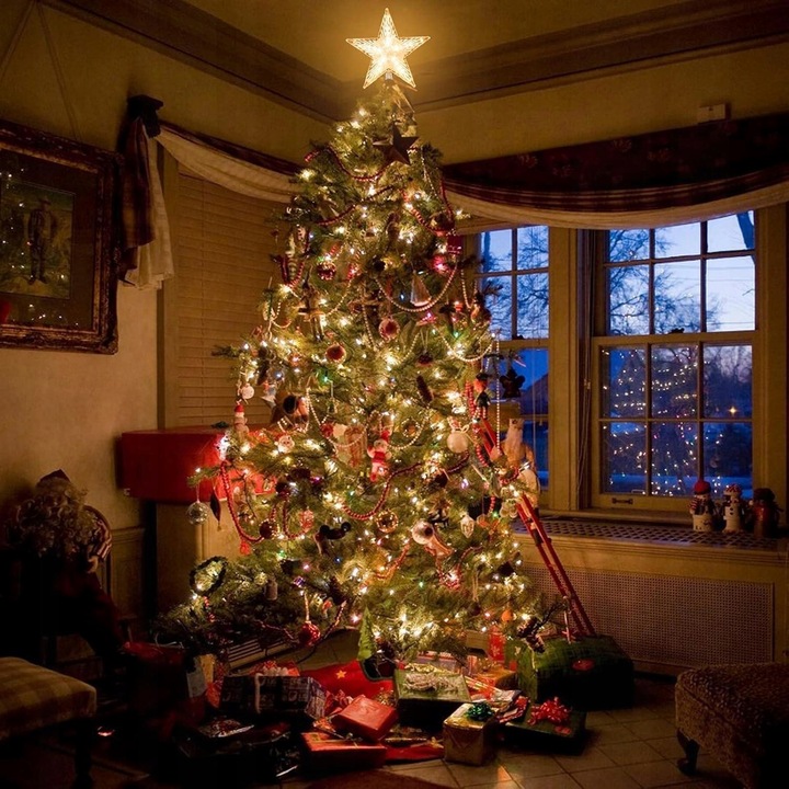 Czubek Na Choinkę Z 31 LED Czubek W Kształcie Gwiazdy, Lampki Choinkowe