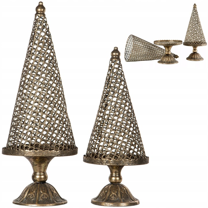 FIGURKA CHOINKA ZŁOTA ŚWIĄTECZNA 2 szt. ozdoba dekoracja na święta prezent