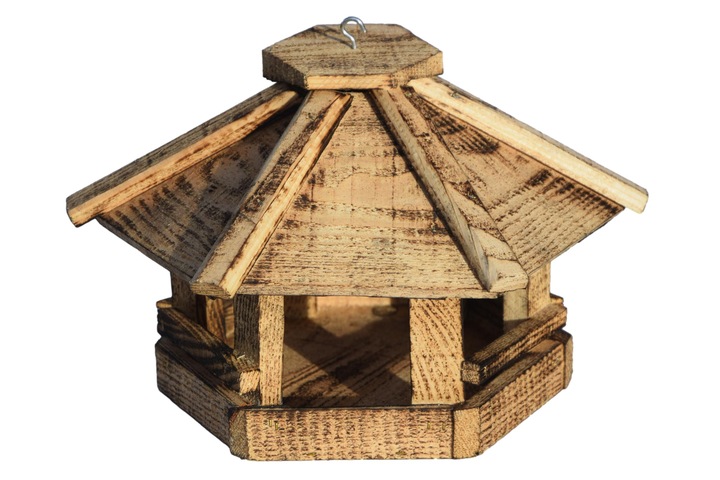 Domek dla ptaków sikorek KARMNIK z drewna OKRĄGŁY
