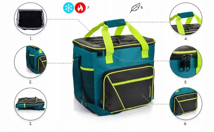 TORBA TERMICZNA TURYSTYCZNA PLAŻOWA METEOR FROSTY lekka z paskiem składana