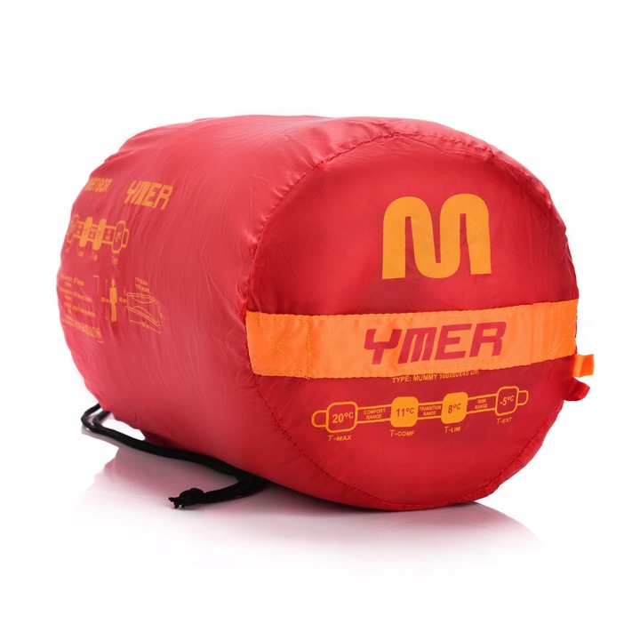 ŚPIWÓR DLA DZIECI Z POKROWCEM METEOR mumia YMER (130+30)x60/40 kompaktowy