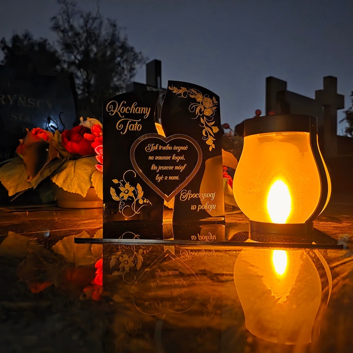 WIECZNY ZNICZ SOLARNY LED Statuetka dla TATY na Grób Wszystkich Świętych