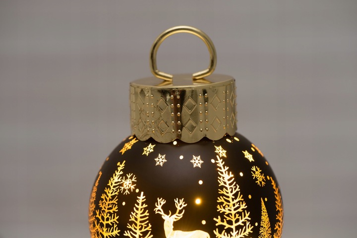 LAMPKA LED SZKLANA BOMBKA Z RENIFEREM 10 CM NA BATERIE Z FUNKCJĄ TIMERA