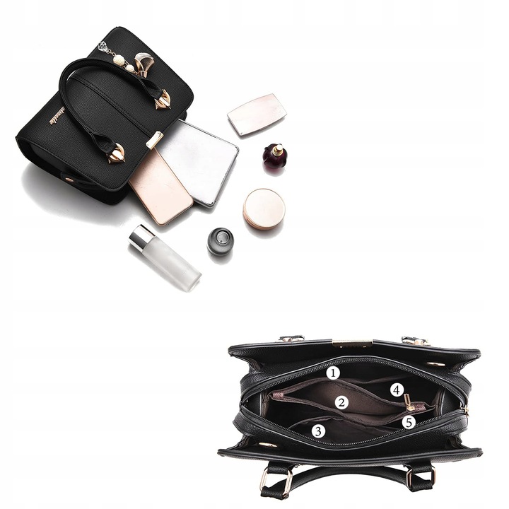 SKÓRZANA POJEMNA TORBA SHOPPER NA RAMIĘ DAMSKA MIELSKA TOREBKA BRELOK