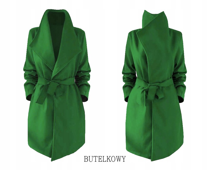 PŁASZCZ blogger KLASYCZNY klapy pasek CZERWONY