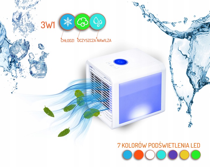 KLIMATOR NA WODĘ USB LED 3w1 CR7321 MOCNY, WYDAJNY