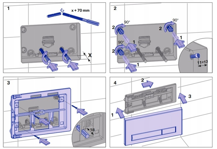 PRZYCISK SPŁUKUJĄCY WC Kk-Pol CERSANIT LINK AQUA M08 CZARNY MATOWY