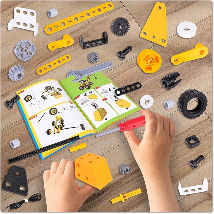 Klocki Konstrukcyjne Zestaw kreatywny XXL POJAZDY DO SKRĘCANIA 112 el 10w1