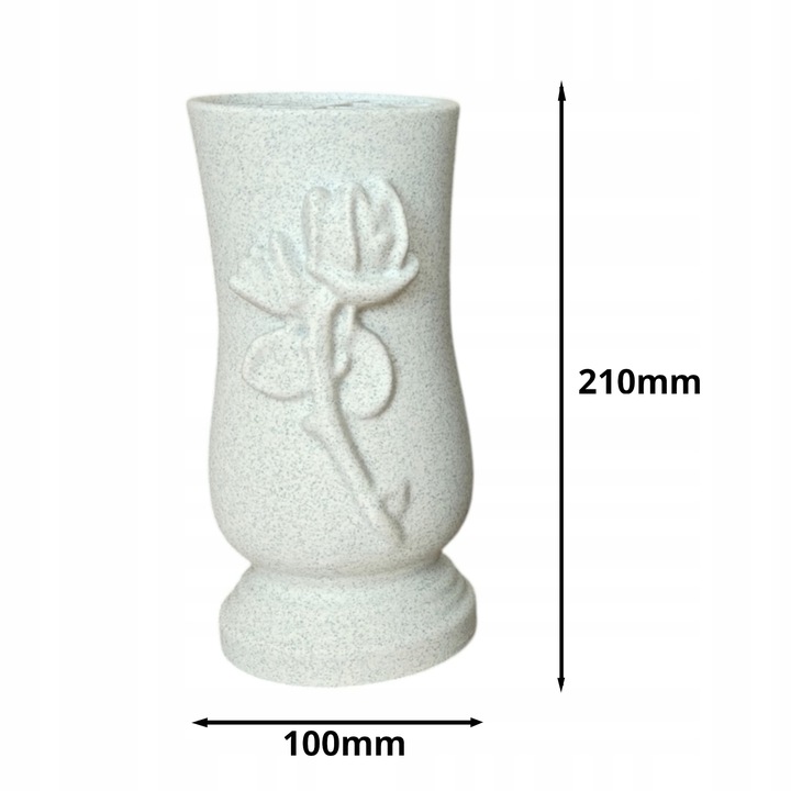 Wazon Nagrobny, Wazon na cmentarz Memorial Rose - Biały Marmurek