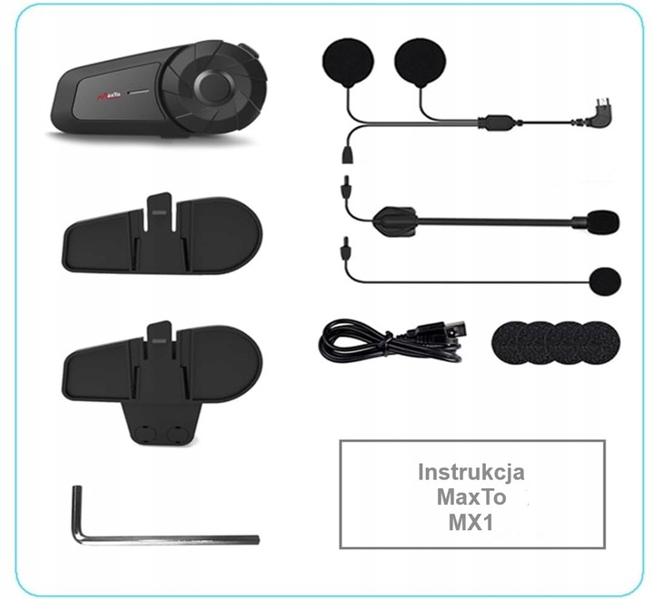 INTERKOM MOTOCYKLOWY BLUETOOTH MAXTO MX1 | BLUETOOTH|POLSKI LEKTOR
