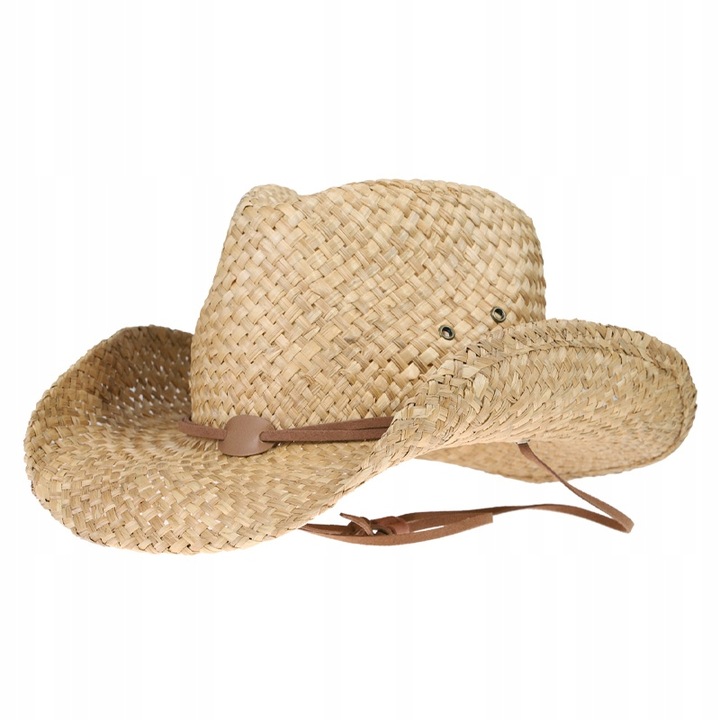 KAPELUSZ KOWBOJSKI SŁOMIANY SŁOMKOWY ze Sznurkiem MFH FOX OUTDOOR BROWN