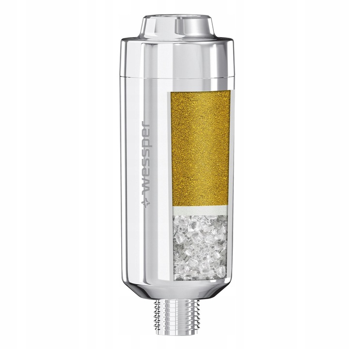 Filtr prysznicowy wkład do twardej wody z KDF srebrny chrom bez BPA