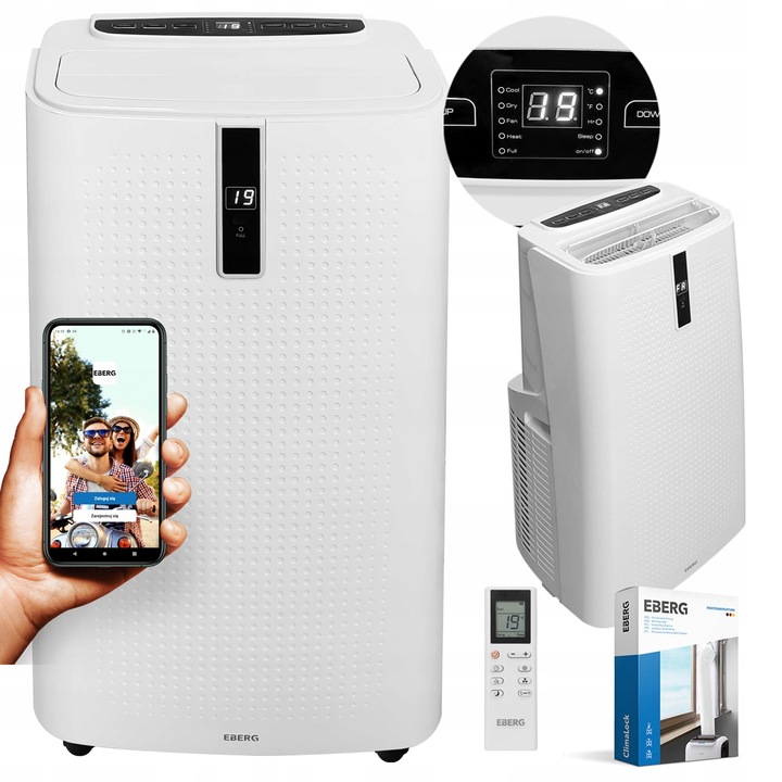 Klimatyzator przenośny ENVA 3,5 kW 4w1 WiFi osuszacz 56l/24h pompa ciepła