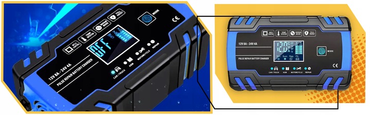 Prostownik AUTOMATYCZNY SAMOCHODOWY FUNKCJA NAPRAWY DO AKUMULATORÓW 12V 24V