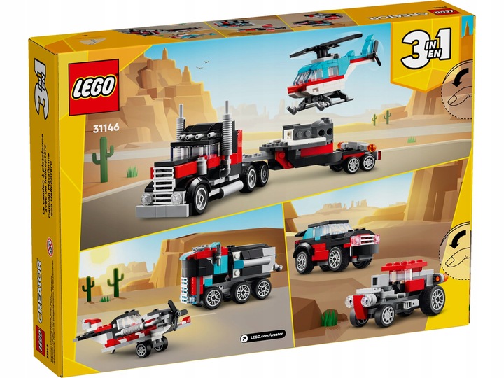 LEGO Creator 31146 Ciężarówka z platformą i helikopter 3w1