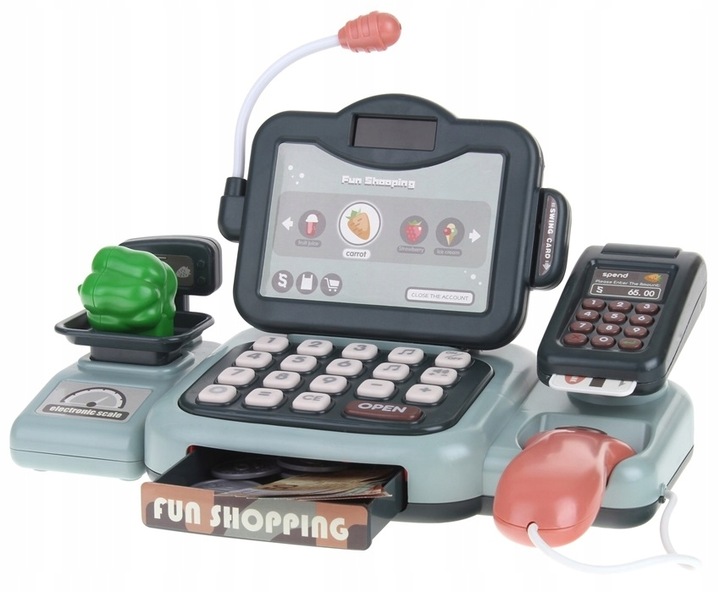 Kasa Fiskalna Interaktywna Sklepowa Edukacyjna Kalkulator Skaner Waga Karta