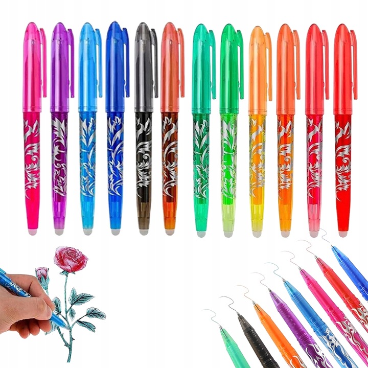 12 ZMAZYWALNE DŁUGOPISY KOLOROWE ZESTAW DO BUDŻETOWANIA PRZYBORÓW SZKOLNYCH