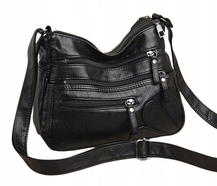 Torebka z miękkiej ekoskóry listonoszka dużo kieszeni pojemna vintage