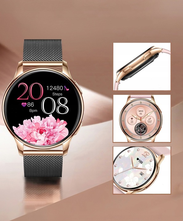SMARTWATCH ZEGAREK DAMSKI DLA KOBIETY AMOLED ROZMOWY CIŚNIENIOMIERZ MENU PL