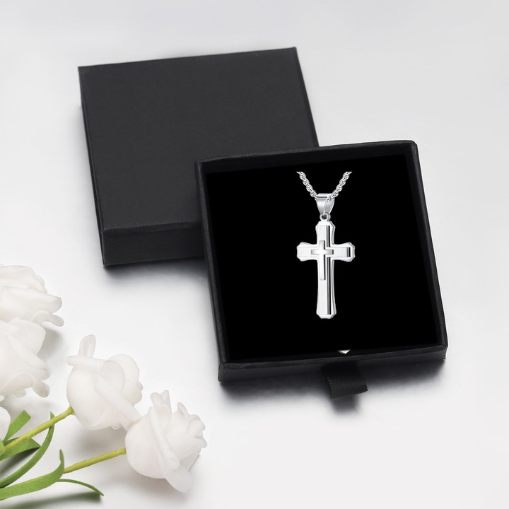 Srebrny ŁAŃCUSZEK z Krzyżykiem Męski WŁOSKI Krzyż ŁAŃCUCH Diamentowany