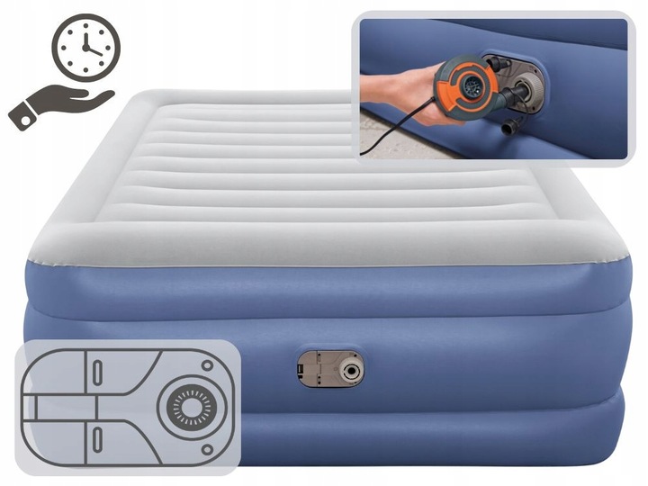 Duży Materac Dmuchany Welurowy Łóżko do Spania z Pompką Bestway MODEL 2025