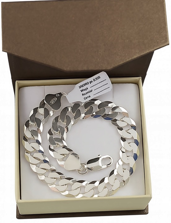 Srebrna Bransoletka Męska Pancerka 10,50 mm Diamentowana 925 Grawer Gratis