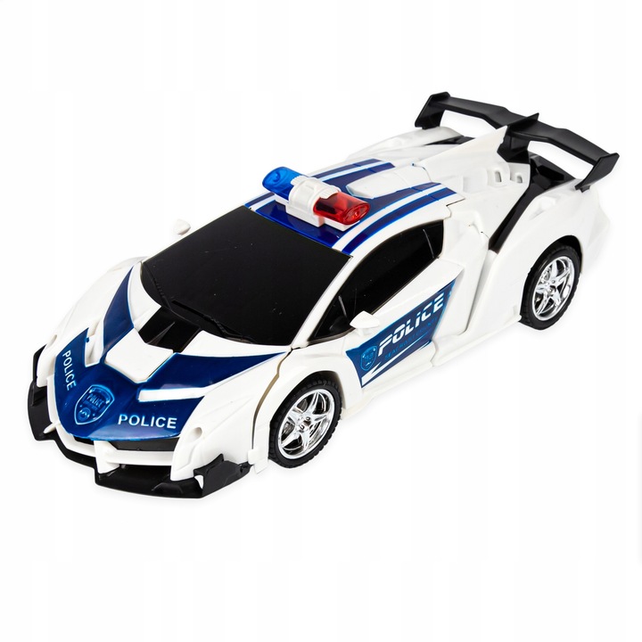 AUTO ROBOT ZDALNIE STEROWANY 2w1 TRANSFORMACJA POLICJA RADIOWÓZ PILOT LED