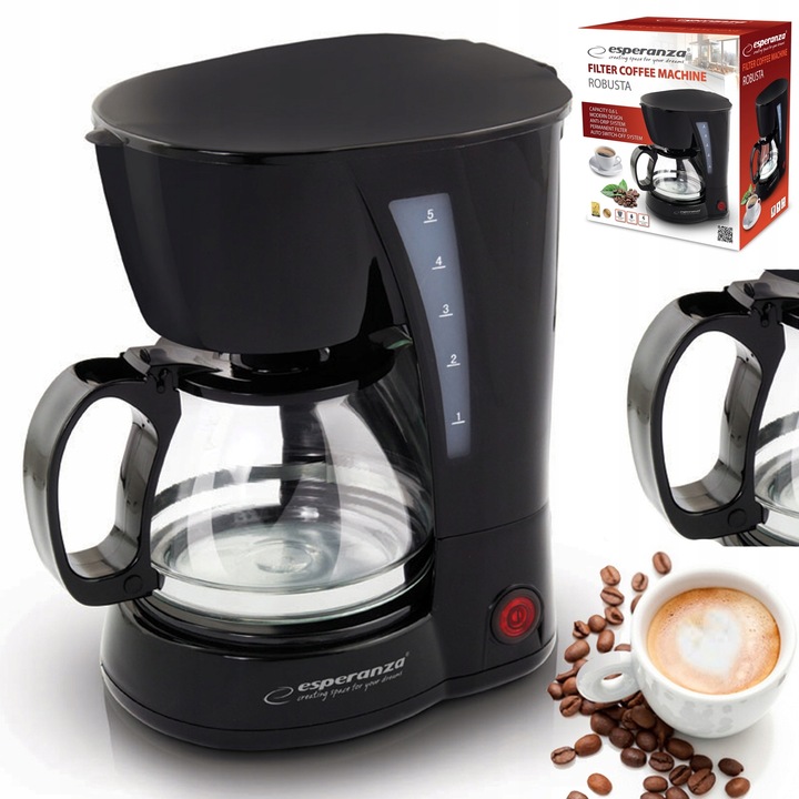 Ekspres do kawy Esperanza Robusta EKC006 przelewowy dzbanek 0,6l czarny