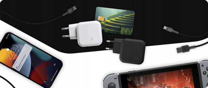 Biała Ładowarka GaN 65W + Kabel USB-C - USB-C 60W 200cm Power Delivery