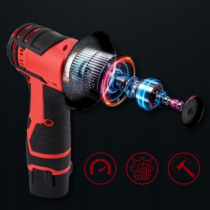 MINI SZLIFIERKA AKUMULATOROWA KĄTÓWKA 76MM 3 TARCZE WALIZKA PRZENOŚNA HILDA