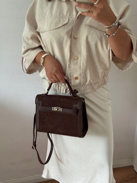 Torebka Gallantry Paris HIT czekoladowa zamsz eco brązowa listonoszka brąz