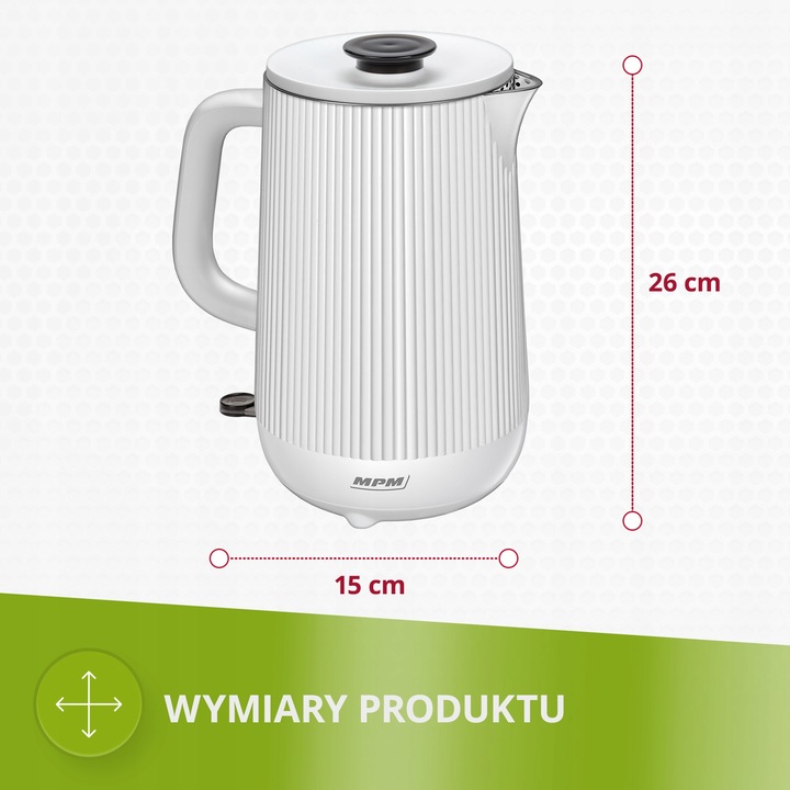 Czajnik elektryczny bezprzewodowy MPM MCZ-115 z podwójnymi ściankami biały
