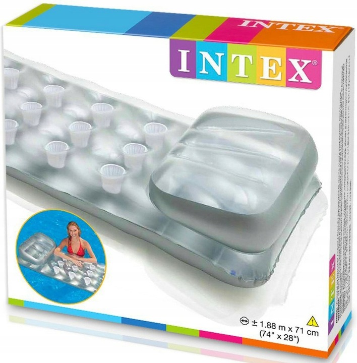 Materac do Pływania Dmuchany Plażowy z Zagłówkiem Intex 58894 MODEL 2025