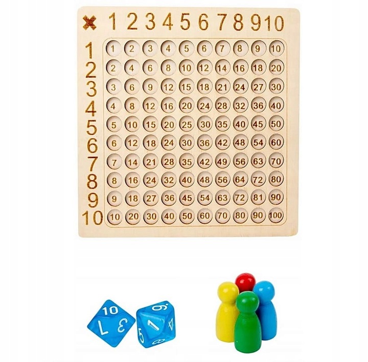 DREWNIANA TABLICZKA MNOŻENIA UKŁADANKA MONTESSORI LICZYDŁO