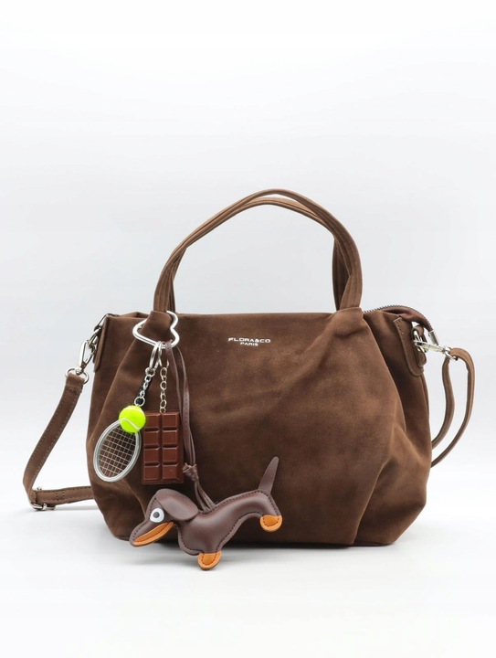 Torba Flora&Co torebka czekoladowa zamsz zamszowa eco brązowa shopper viral