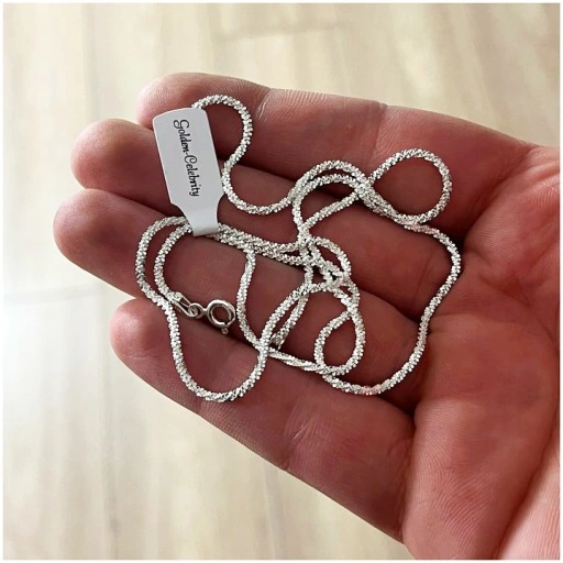 PIĘKNY SREBRNY NASZYJNIK ŁAŃCUSZEK DAMSKI 925 / LŚNIĄCY / SOLIDNY PREZENT