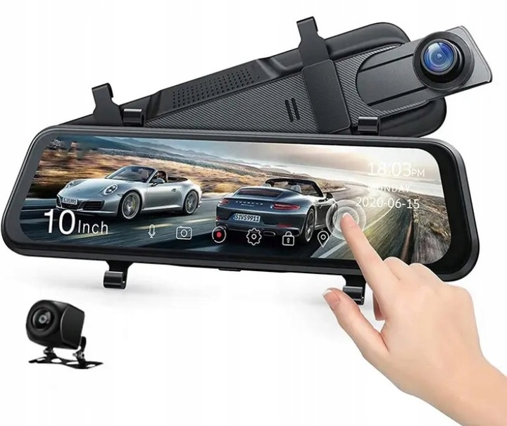 Wideorejestartor w lusterku z kamerą cofania samochodowa 2w1 WIF APLIKACJA