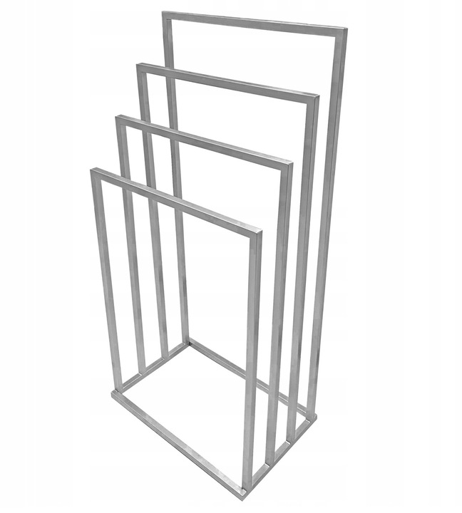 STOJAK WIESZAK STOJĄCY NA RĘCZNIKI DO ŁAZIENKI LOFT METALOWY SREBRNY DESIGN