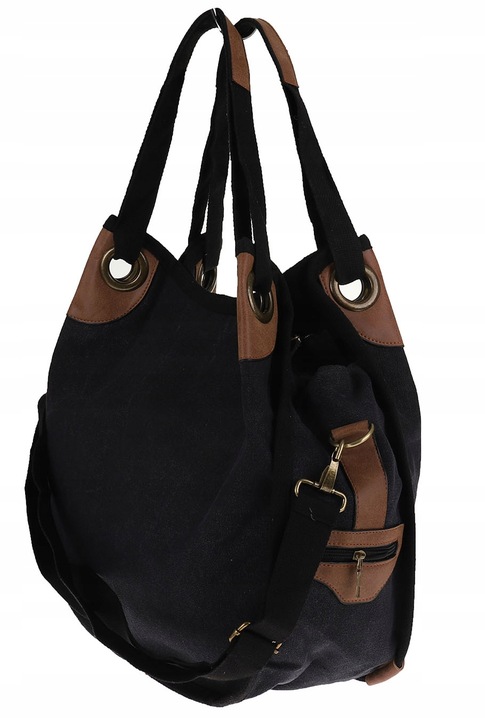 Torebka damska duża pojemna worek na ramię shopper listonoszka z208 Czarna