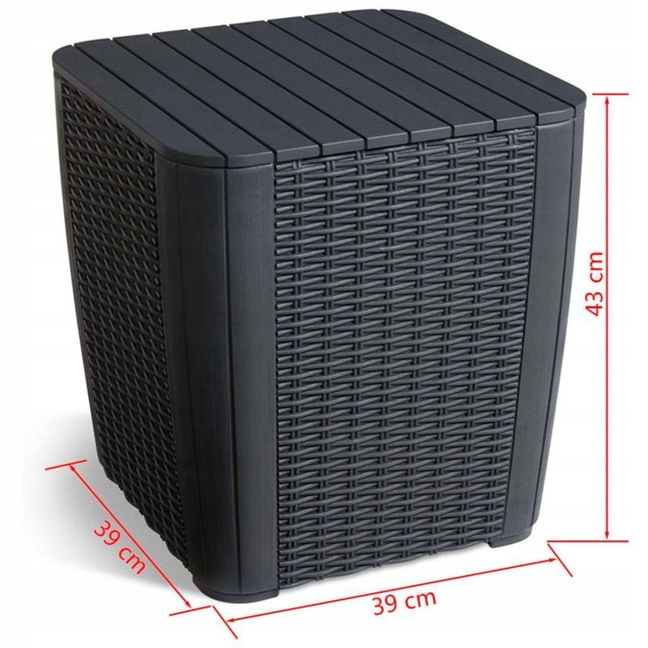 LUZON Stolik ogrodowy mały ze SCHOWKIEM SKRZYNIA NA BALKON Round wicker