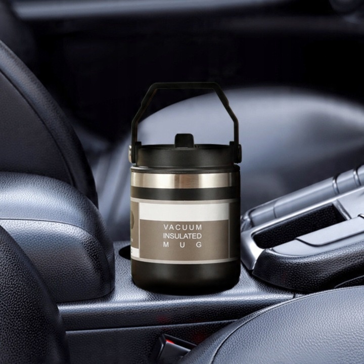 KUBEK TERMICZNY Z UCHWYTEM NA KAWĘ HERBATĘ SZCZELNY POJEMNY 900ML ZIELONY