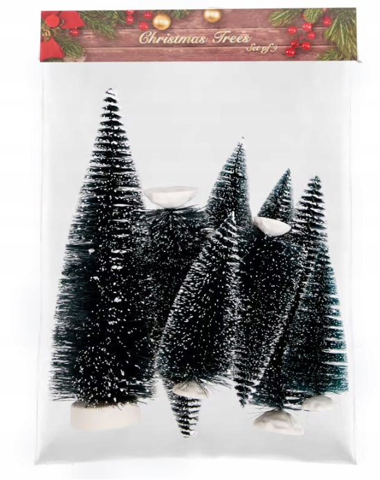 DEKORACYJNE CHOINKI DO WIOSKI ŚWIĄTECZNEJ SZOPKI ZESTAW 9 SZT DUŻE DO 31 cm