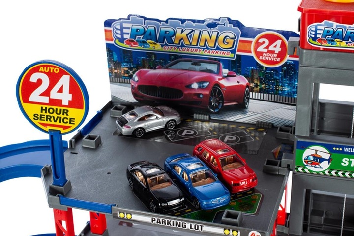 Garaż Parking Samochodowy 4-piętrowy Zjeżdżalnia dla Autek 4 Poziomy Myjnia