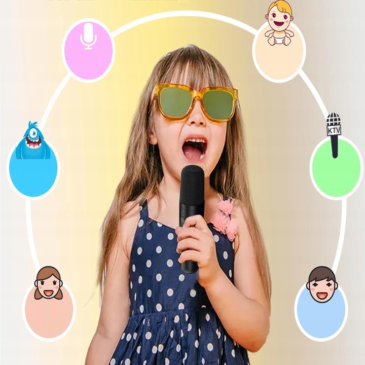 BEZPRZEWODOWY ZESTAW DO KARAOKE GŁOŚNIK BLUETOOTH + 2 MIKROFONY DLA DZIECI
