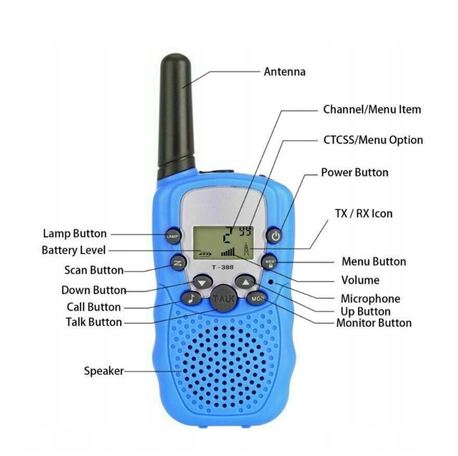 SHONA T388 WALKIE TALKIE 2 szt dla dzieci 10 tonów latarka VOX