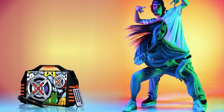 Głośnik Bluetooth Przenośny Karaoke Mikrofon Manta Helios 2 USB, AUX, FM 8h