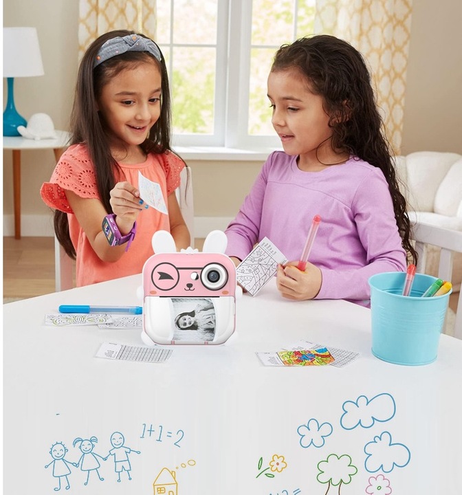DRUKUŚ APARAT LCD CYFROWY NATCHMIASTOWY Z DRUKARKĄ DLA DZIECI GRY ROLKI