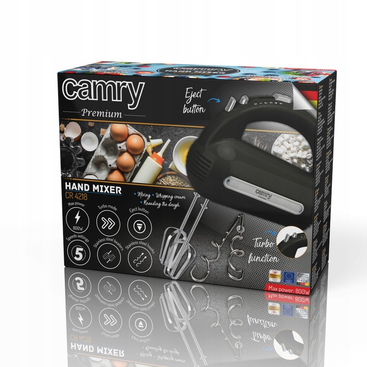 MIKSER RĘCZNY ROBOT KUCHENNY 800W 5 BIEGÓW TURBO